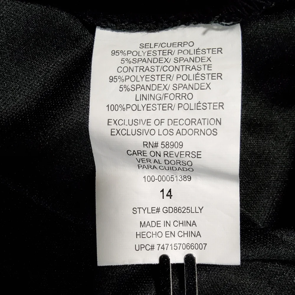 GB Girls Stretch Black/White Flared Sleeve Fit &Flare Dress Size 14 - Picture 10 of 11